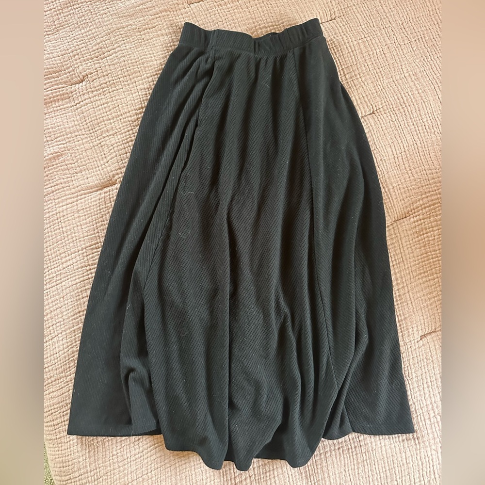 reformation black womens midi skirt ribbed